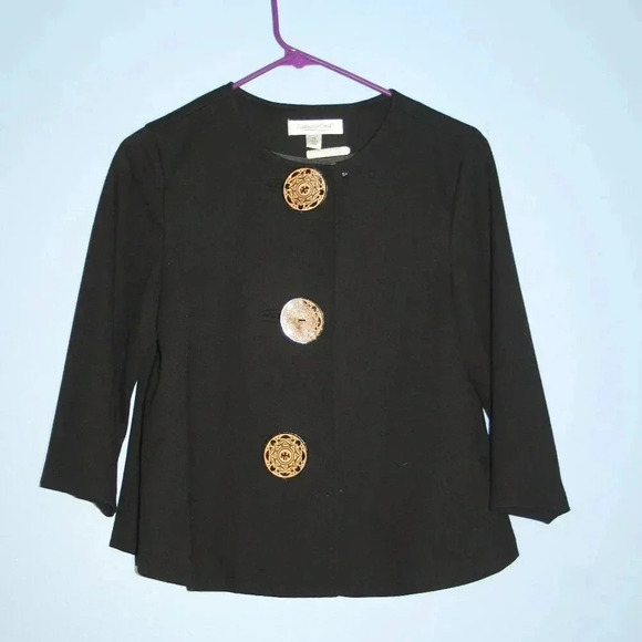 Coldwater Creek Black Blazer with Decorative Wood Buttons Petite Small - Picture 1 of 15